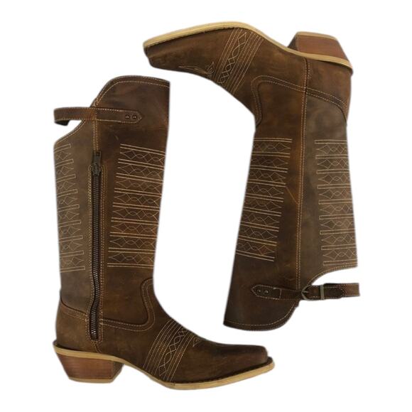 Durango Crush Women's Vintage Brown Belted Collar Western Boot DRD0203 size 8 - Picture 3 of 9